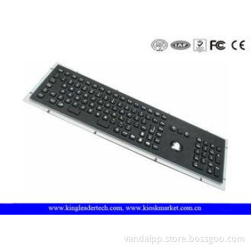 Rugged Panel Mount Black Metal Keyboard With Trackball Func